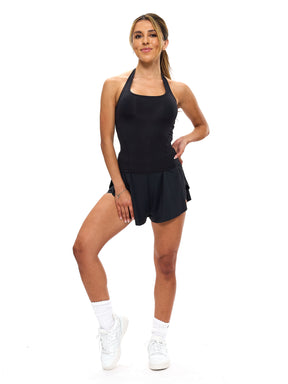 Halo Halter Tank - Onyx Black