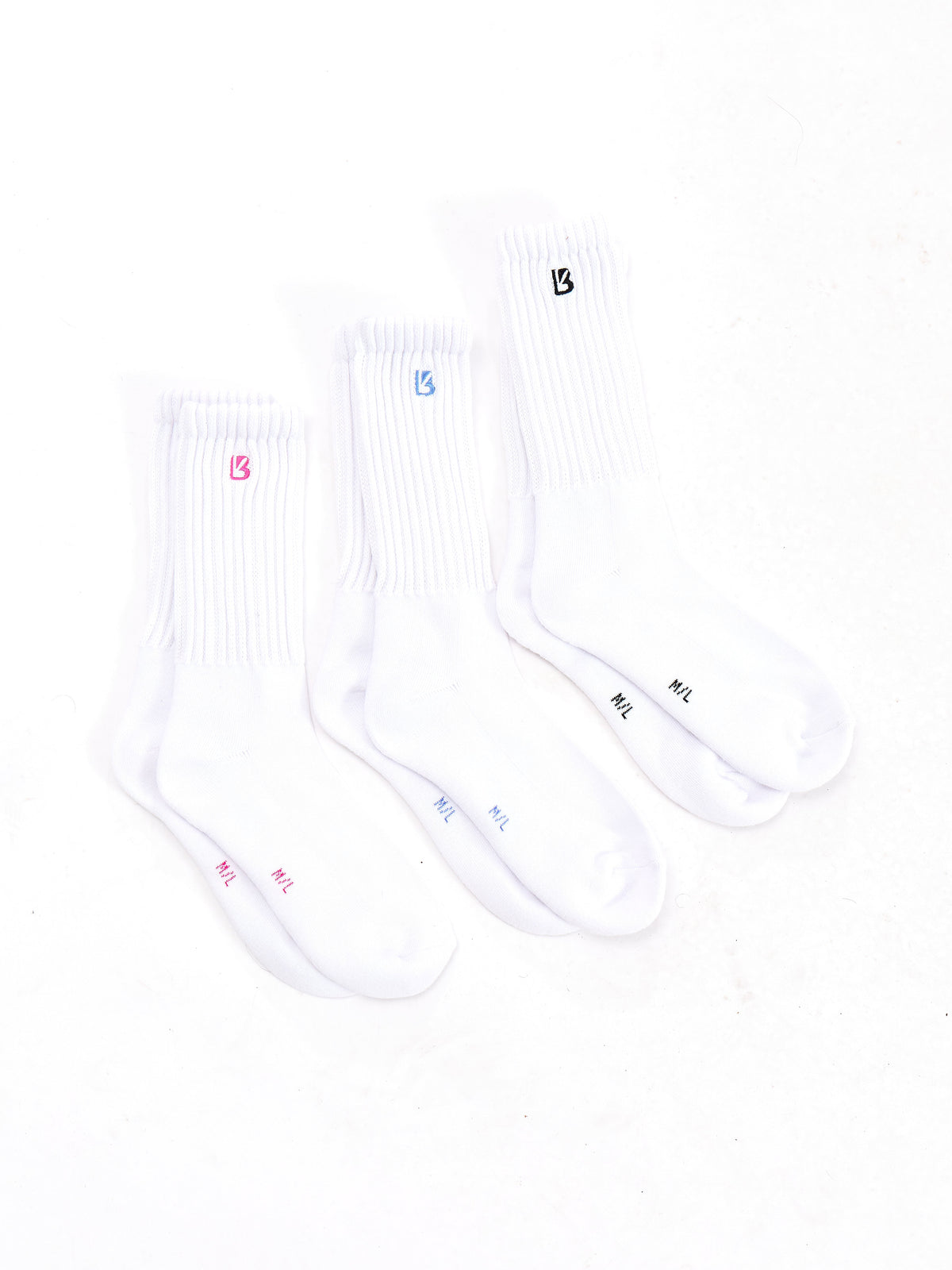 3 Pack Scrunch Socks - Multi White