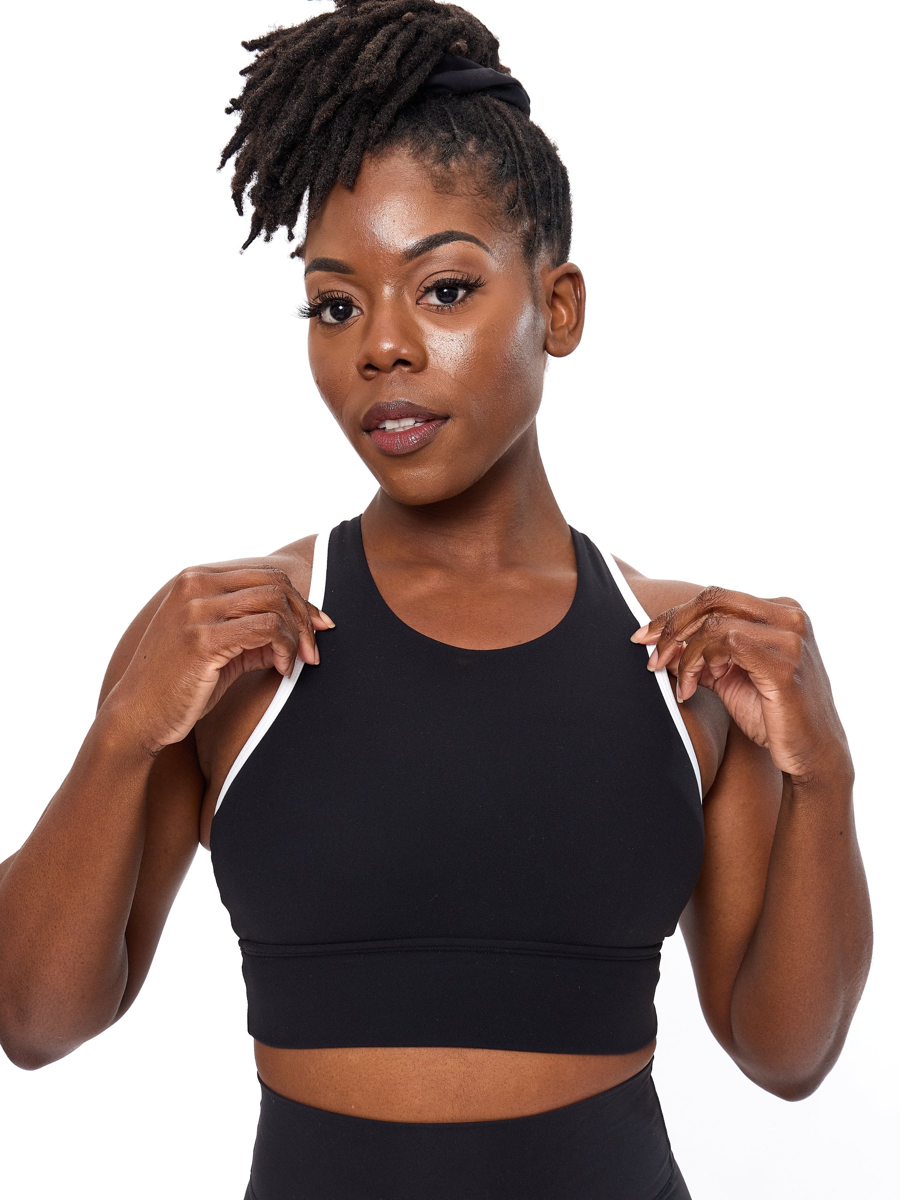 Geo Sports Bra - Onyx Black and White