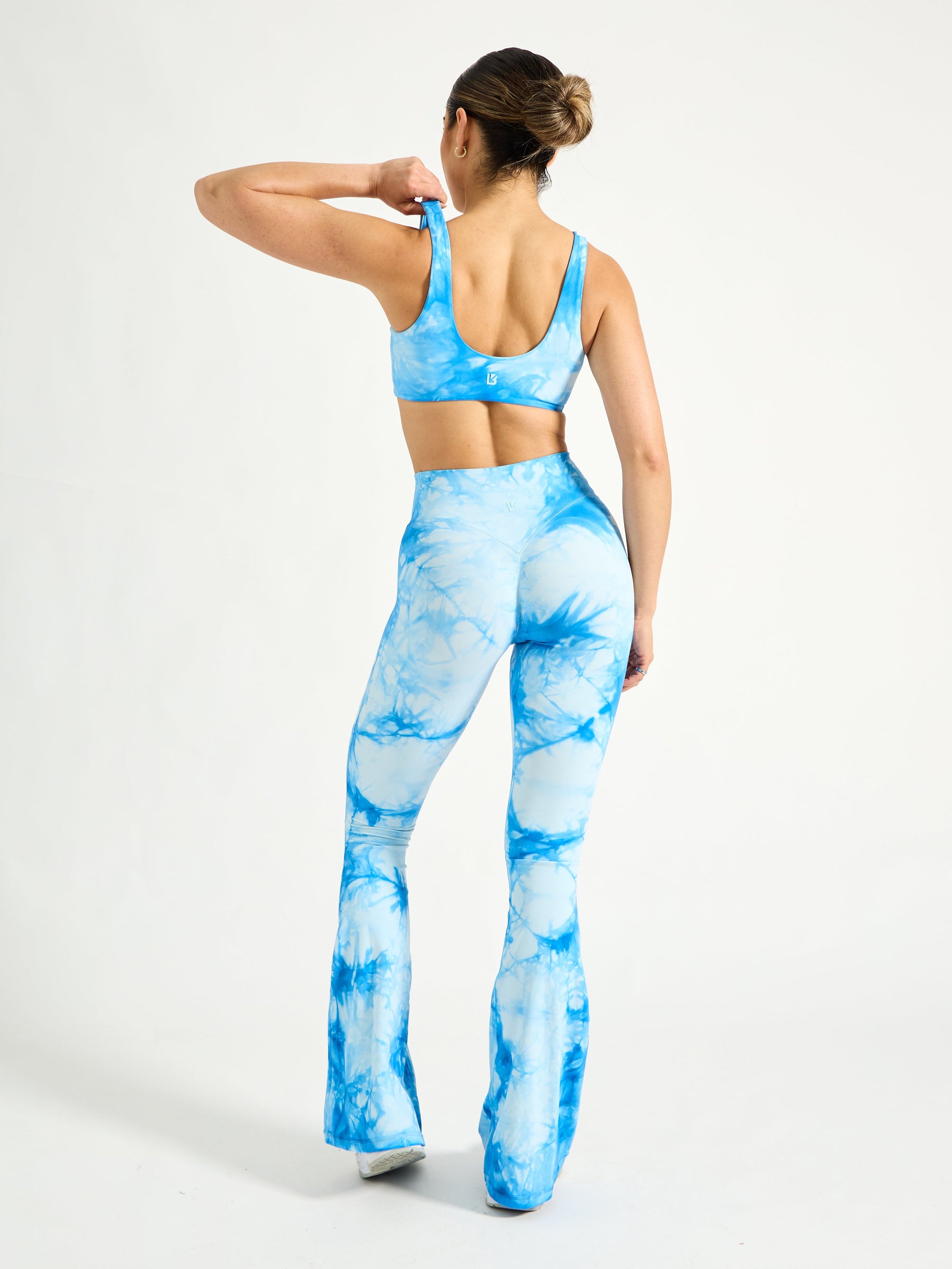 Aggressive Scrunch Flare Legging - Blue Bubbles Tie Dye