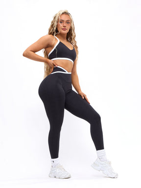 Legging Dream Contraste Mescla - Preto Ônix e Branco