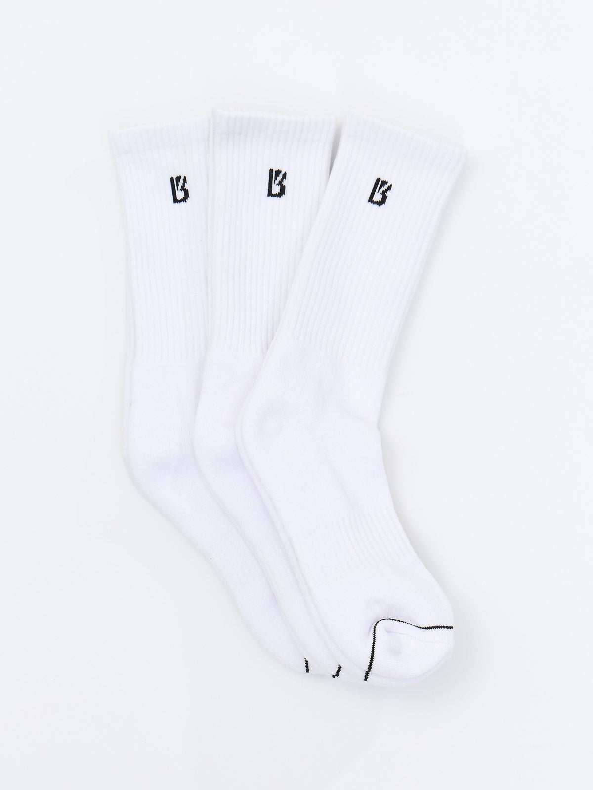 3 Pack Full Crew Socks - White