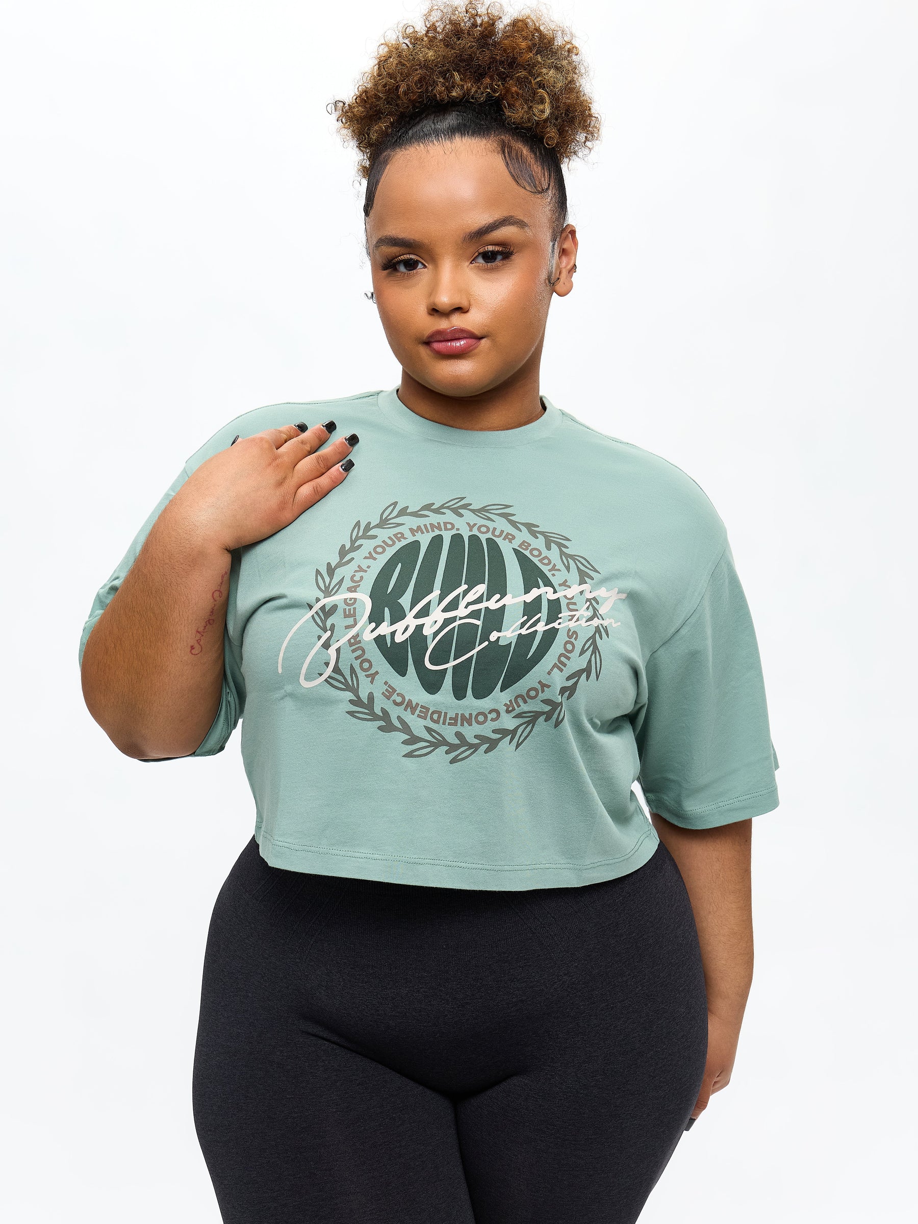 Build Crop Tee - Arctic Moss