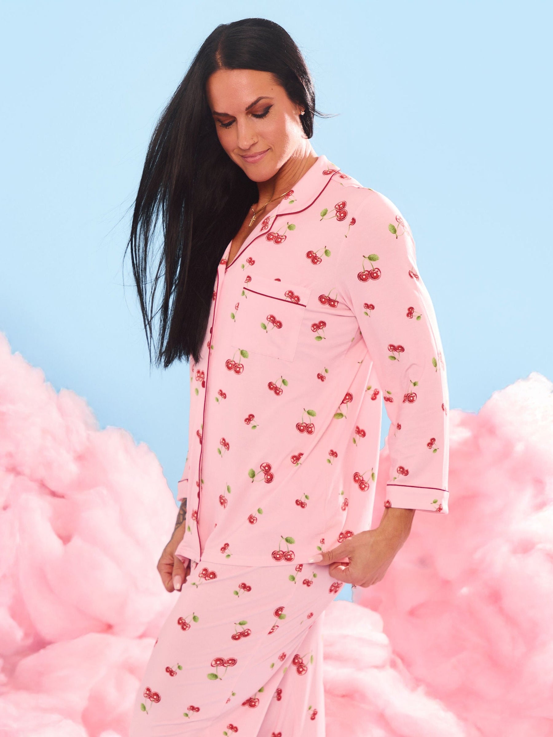 Pajama Pants Set - Cherry Print