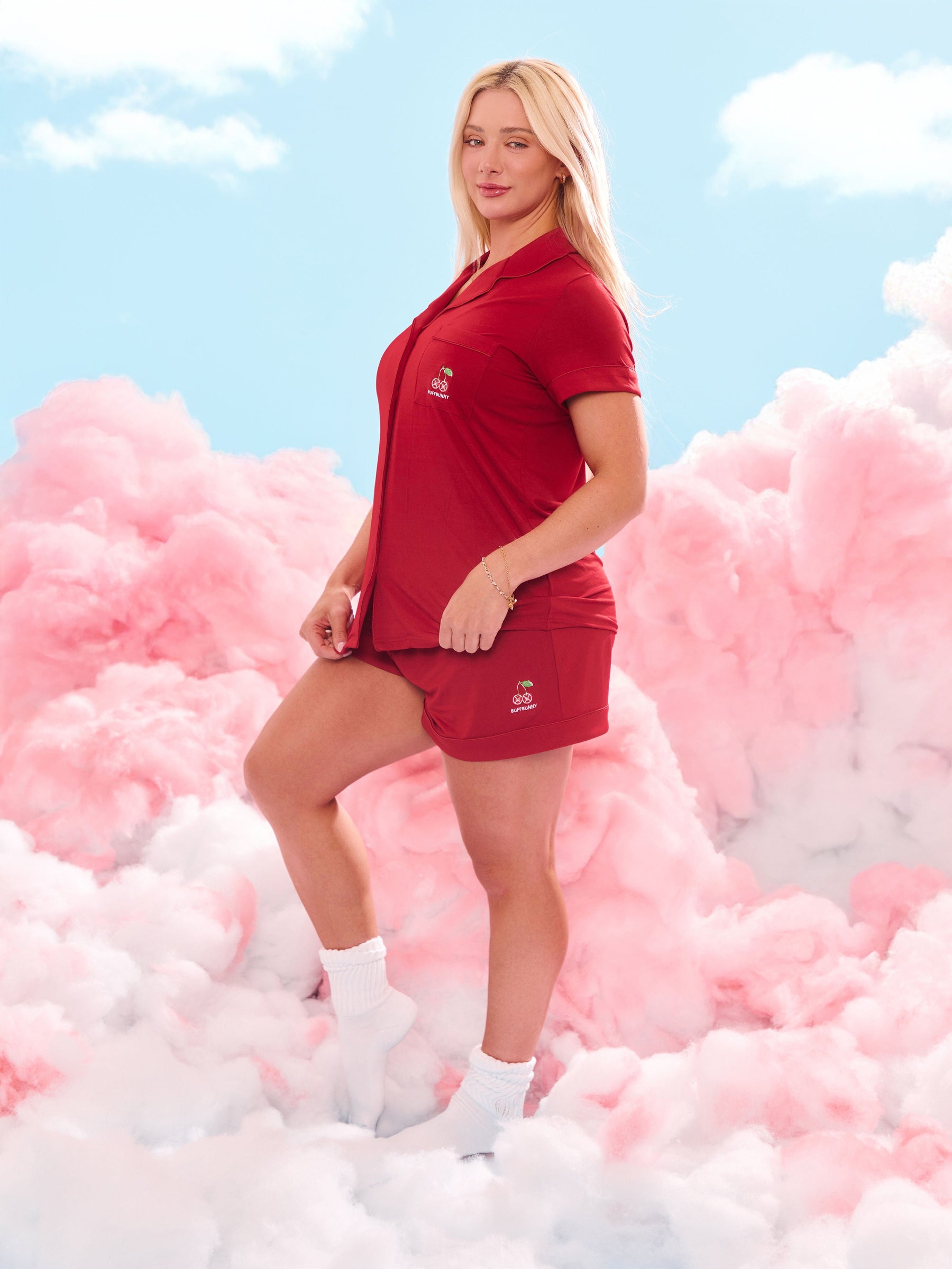 Pajama Shorts Set - Red