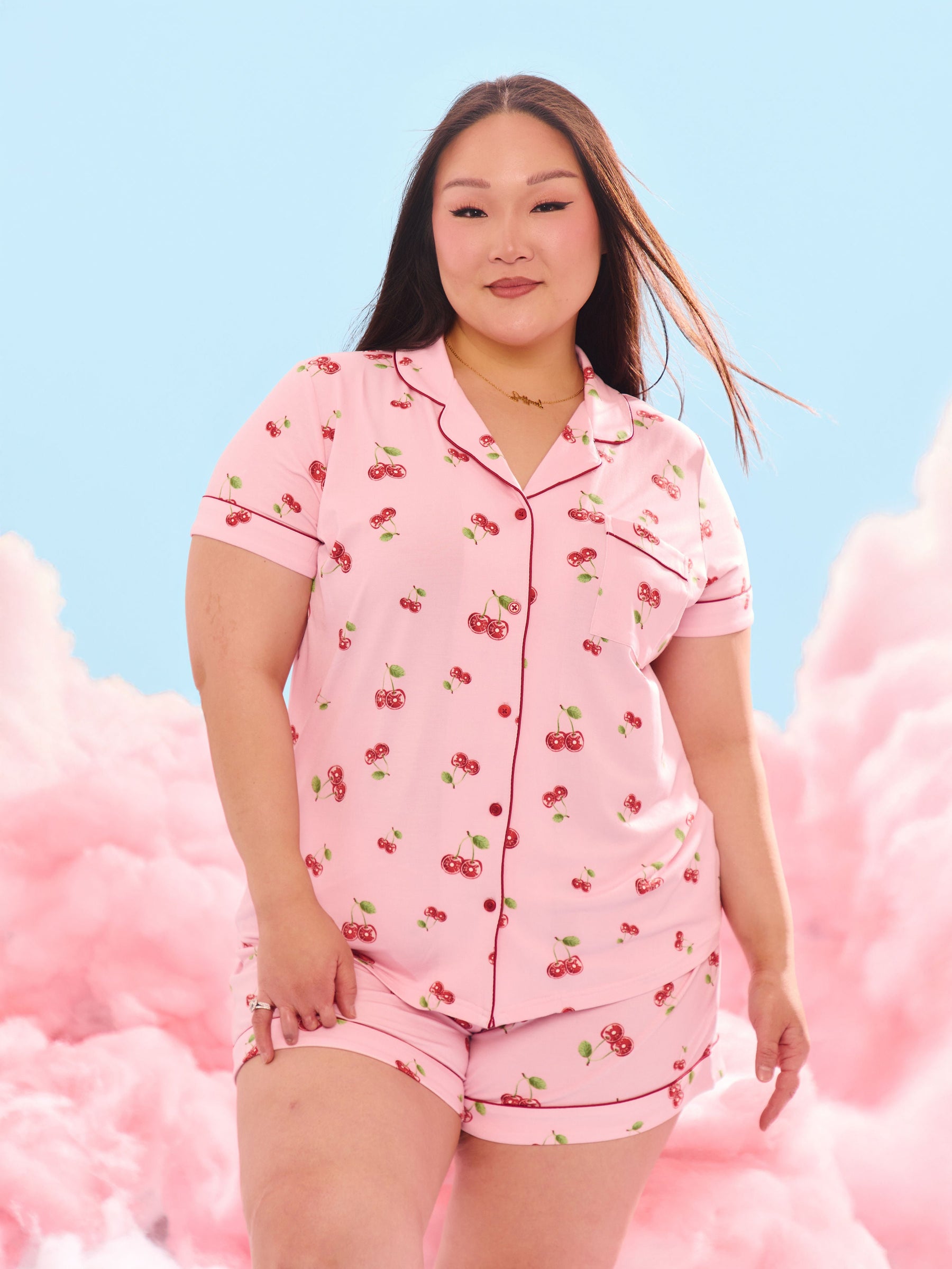 Pajama Shorts Set - Cherry Print