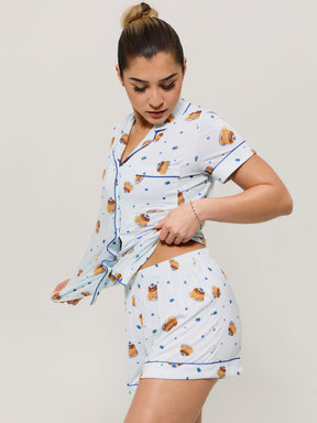 Pajama Shorts Set - Pancake Print