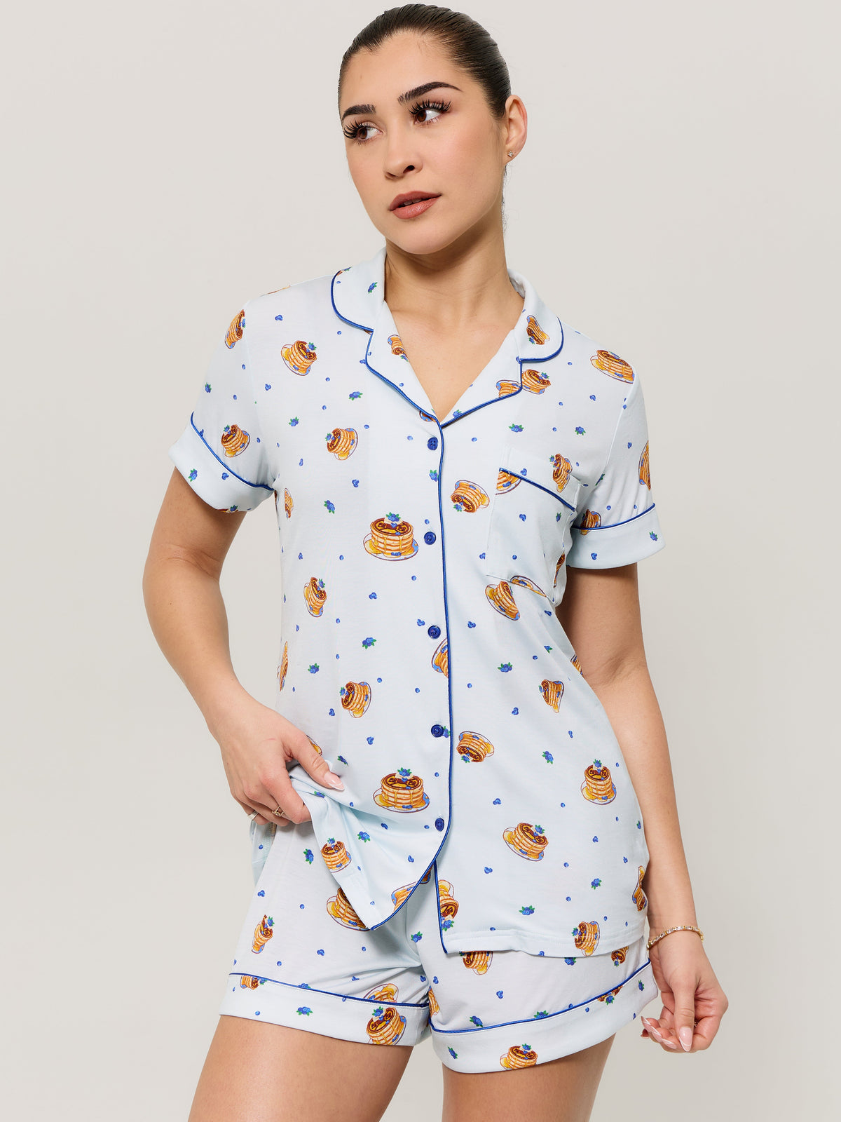 Pajama Shorts Set - Pancake Print