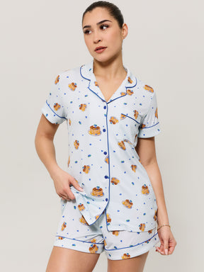 Pajama Shorts Set - Pancake Print
