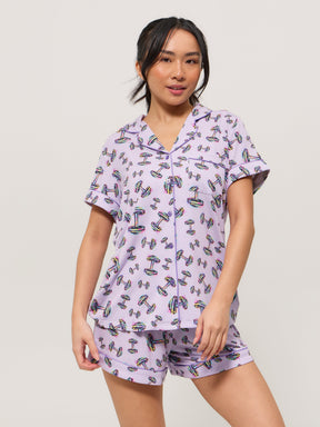 Pajama Shorts Set - Dumbbell Print