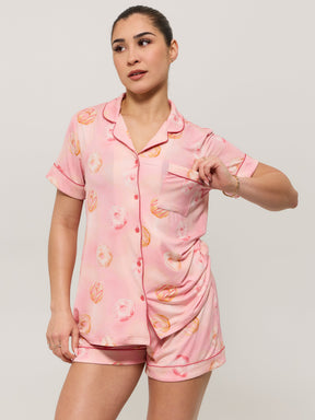 Pajama Shorts Set - Donut Print