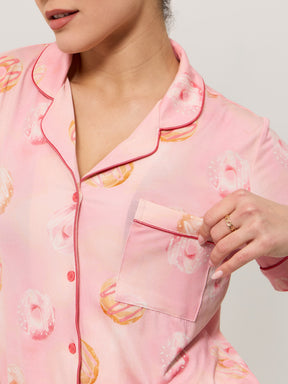 Pajama Shorts Set - Donut Print
