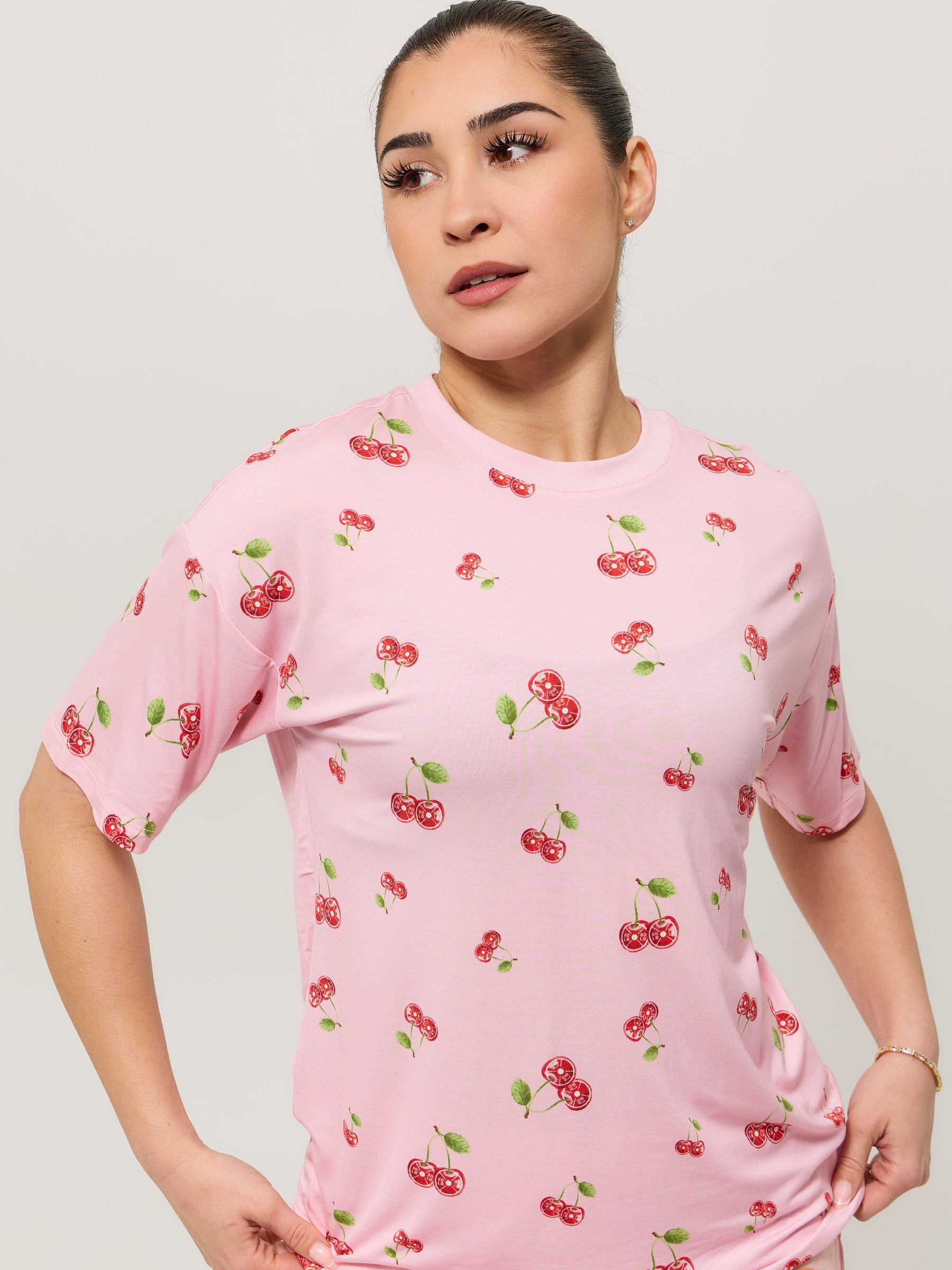 Pajama Tee Shirt - Cherry Print