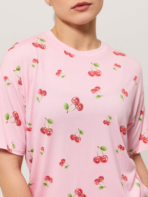 Pajama Tee Shirt - Cherry Print