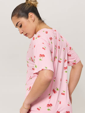 Pajama Tee Shirt - Cherry Print