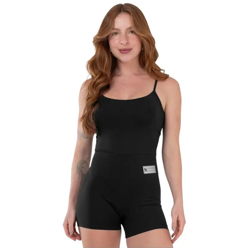 Macaquinho Fitness Alcinha Slim Compressão Blackout Zero Transparência Academia Macacão Crossfit